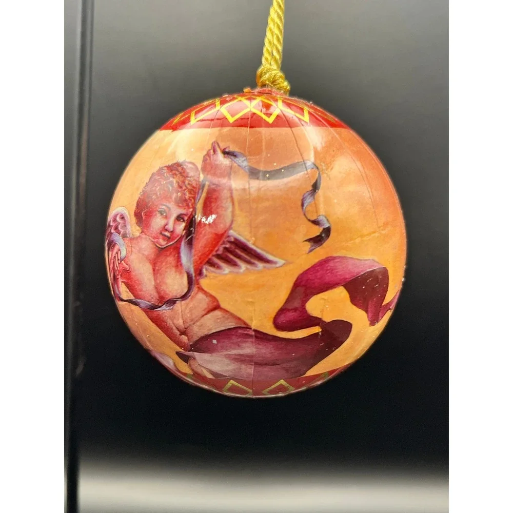Set of 11‎ Angel Christmas Ornaments Paper Mache Cherub Round Decorative Balls